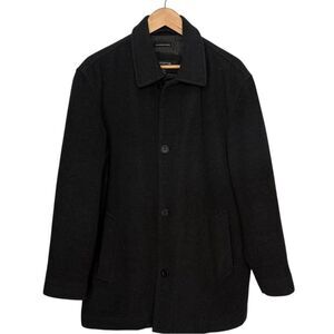 Liz Claiborne Outerwear Black Button Front Italian Wool Blend Coat. Medium.